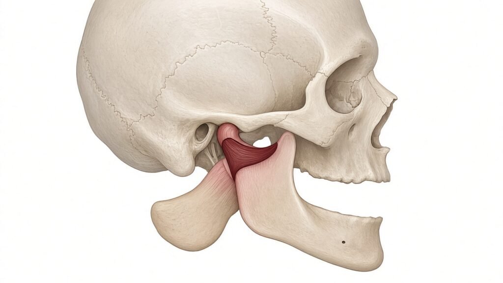 Ilustração da articulação temporomandibular (ATM)
